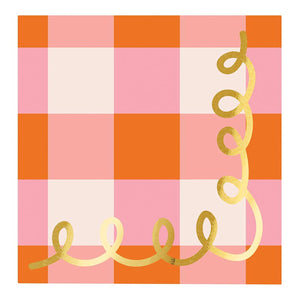 Pink Plaid - Beverage Napkins