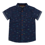 Navy Summer Boys Button Down Shirt - Select Size