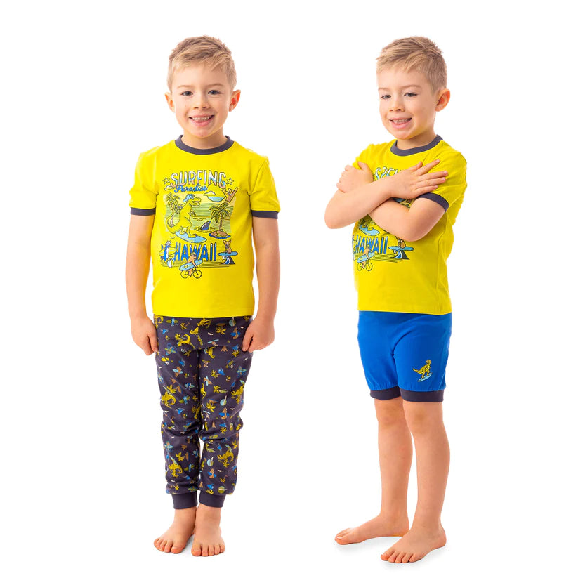 Yellow Surfing 3-Piece Pajamas - Select Size