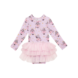 Philomena Long Sleeve Tulle Skirt Bodysuit - Select Size