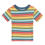 Groovy Stripe Short Sleeve Easy Fit Crew Neck Tee - Select Size