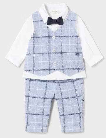 Sky Blue 2-Piece Set With Bow Tie - Select Size