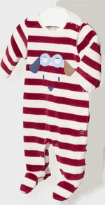Maroon Striped Velour Onesie - Select Size