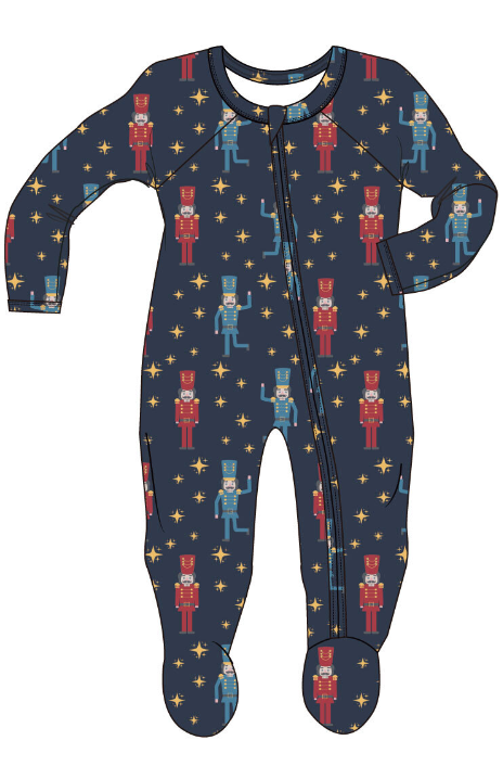 Nutcracker Navy Zipper Footie - Select Size