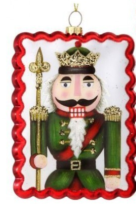 5" Glass Flat Nutcracker Ornament