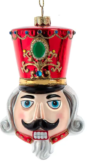 Glass Nutcracker & King Head Ornaments