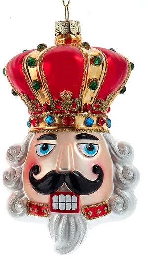 Glass Nutcracker & King Head Ornaments