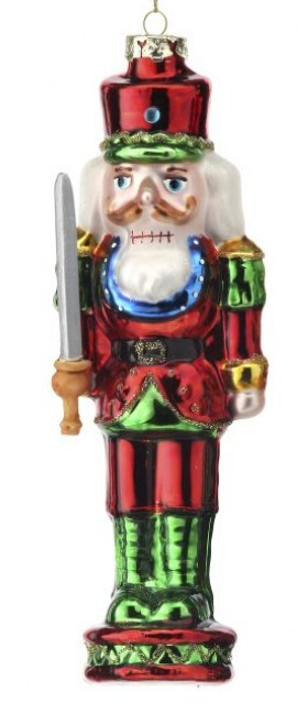 Traditional Nutcracker 6" Glass Ornament