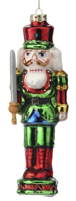 Traditional Nutcracker 6" Glass Ornament