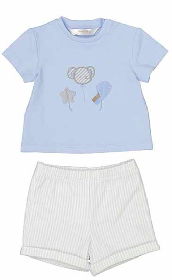 Blue Bear Shirt w/White Stripe Short Set - Select Size