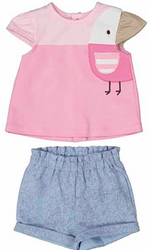 Pink Solid Shirt & Grey Short Set - Select Size