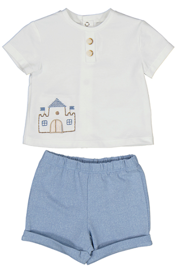 White Castle Shirt w/Blue Short Set - Select Size