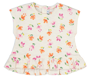 White Floral Girls Shirt - Select Size