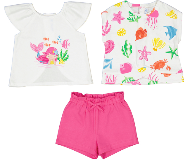 Fuchsia Sea Life Short & 2-Shirt Set - Select Size