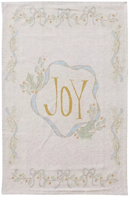 Cotton & Linen Printed Tea Towel with Holiday Saying - Select Style