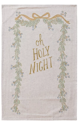 Cotton & Linen Printed Tea Towel with Holiday Saying - Select Style