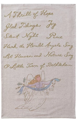 Cotton & Linen Printed Tea Towel with Holiday Saying - Select Style