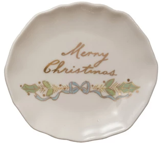 Stoneware Scalloped Plate with Gold Electroplating - Select Style