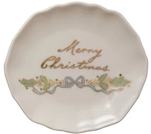 Stoneware Scalloped Plate with Gold Electroplating - Select Style