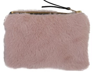 Faux Fur Fabric Pouch - Select Color