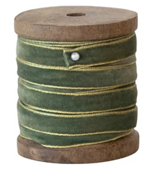 10 Yard Velvet Ribbon w/Metallic Edges - Select Color