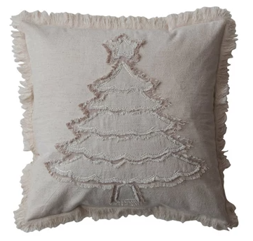 Cotton & Linen Pillow w/Fringe - Select Style