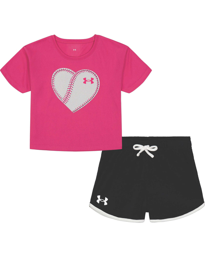 Rebel Pink Softball Heart T-Shirt & Short Set - Select Size