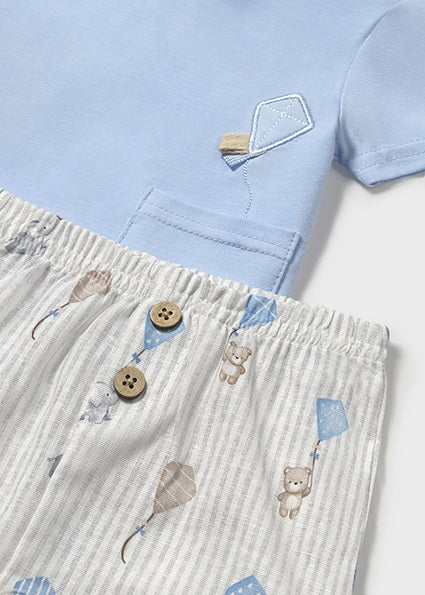 Sky Blue Elephant Shirt w/Short Set - Select Size