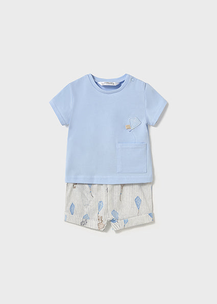 Sky Blue Elephant Shirt w/Short Set - Select Size