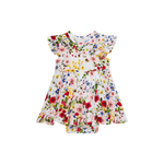 Barbara Cap Sleeve Basic Ruffled Bodysuit Dress - Select Size