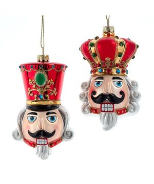 Glass Nutcracker & King Head Ornaments