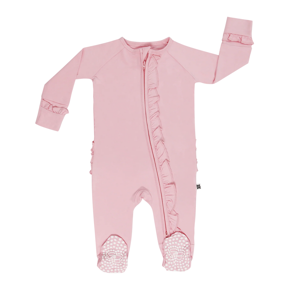 Candy Pink Ruffle Footie - Select Size