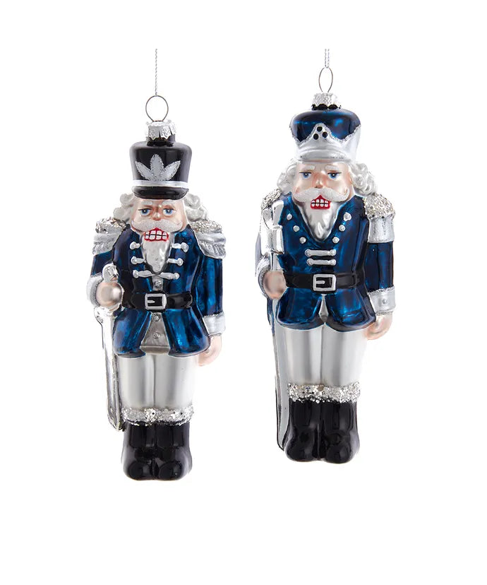 Blue Nutcracker Glass Ornaments