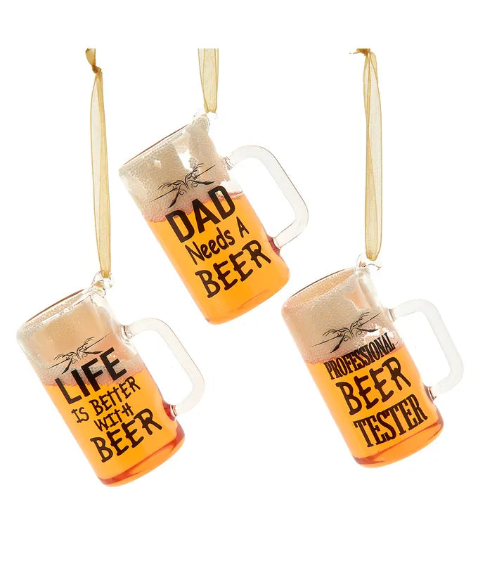 Glass Beer With Words Ornaments