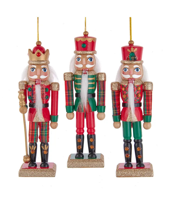 6" Traditional Plaid Nutcracker Ornaments