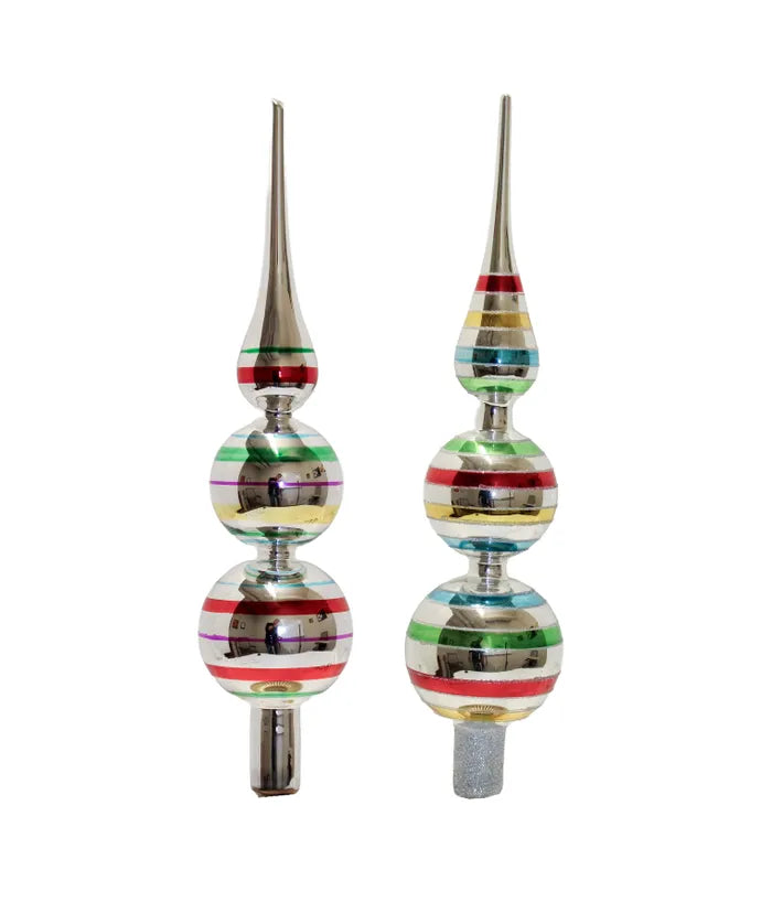 13" Un-Lit Early Years Glass Finial Treetops, 2 Assorted