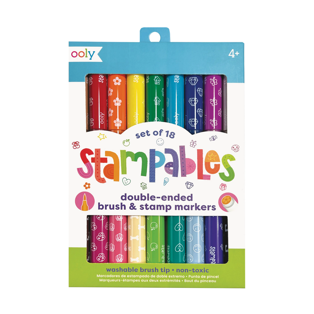 Stampables Double-Ended Stamp & Brush Markers - Set of 18