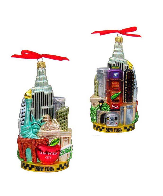New York Cityscape Glass Ornament