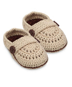 Khaki Mocs Crochet Bootie - NB (0-1)