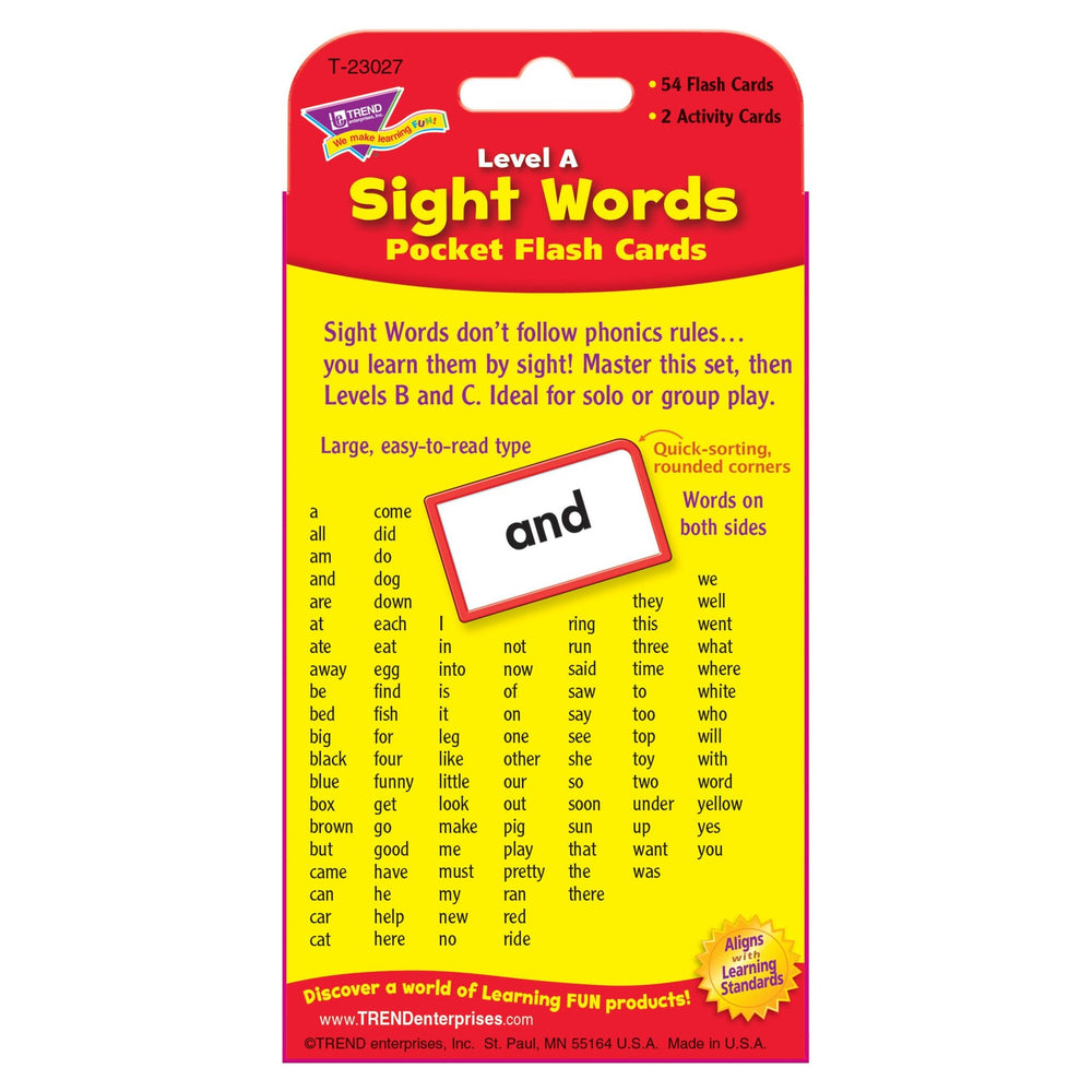Sight Words – Level A Pocket Flash Cards