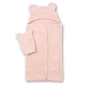 Blush Hooded Towel + Wash Mitt Set