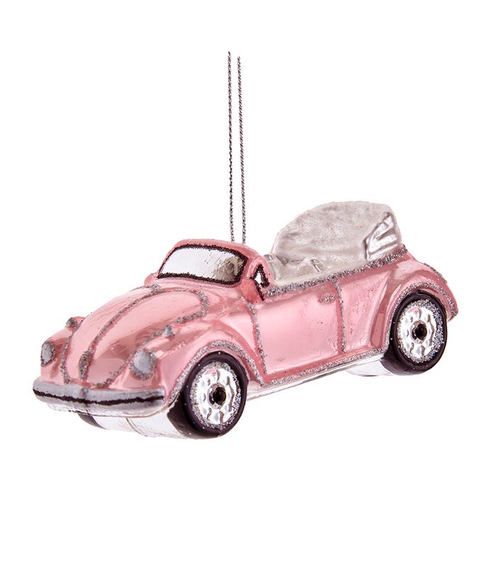 Glass Pink 60's Convertible Car Ornament