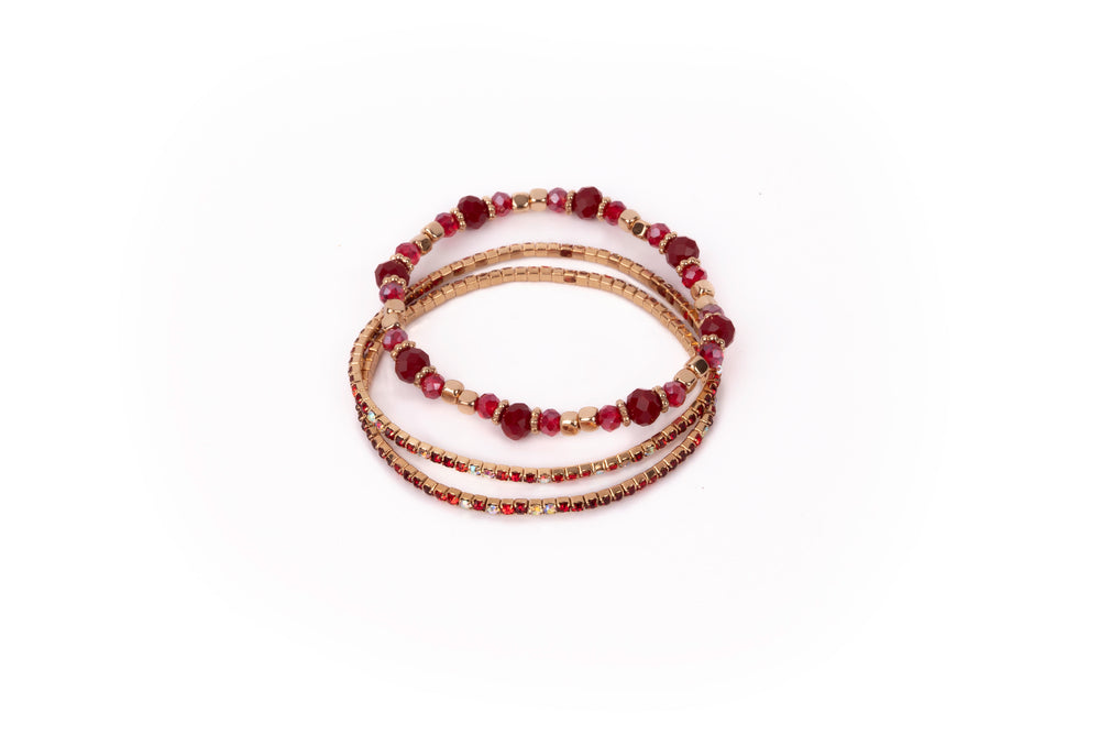 Boutique Ruby Red Bracelet Set, 3pcs