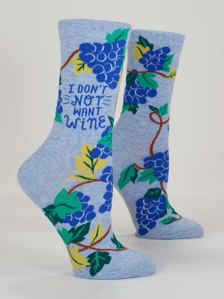 I Don't Not Want Wine - Women's Crew Socks