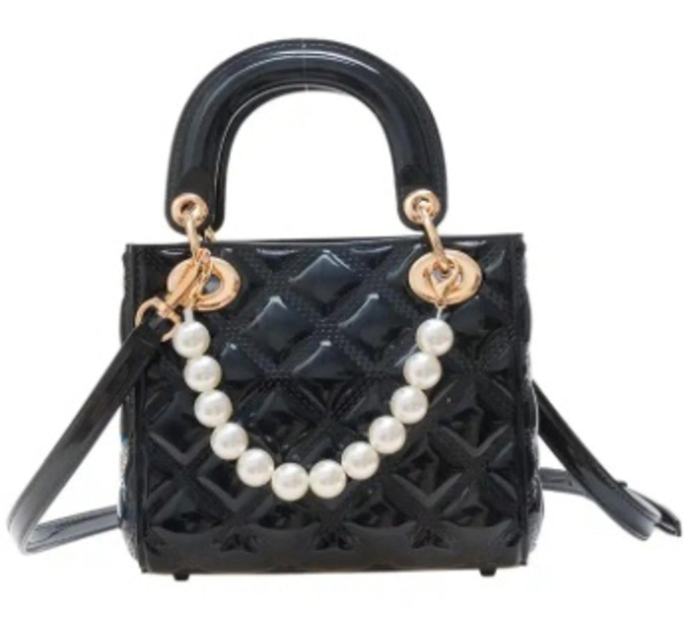 Girls' Pearl Black Handbag