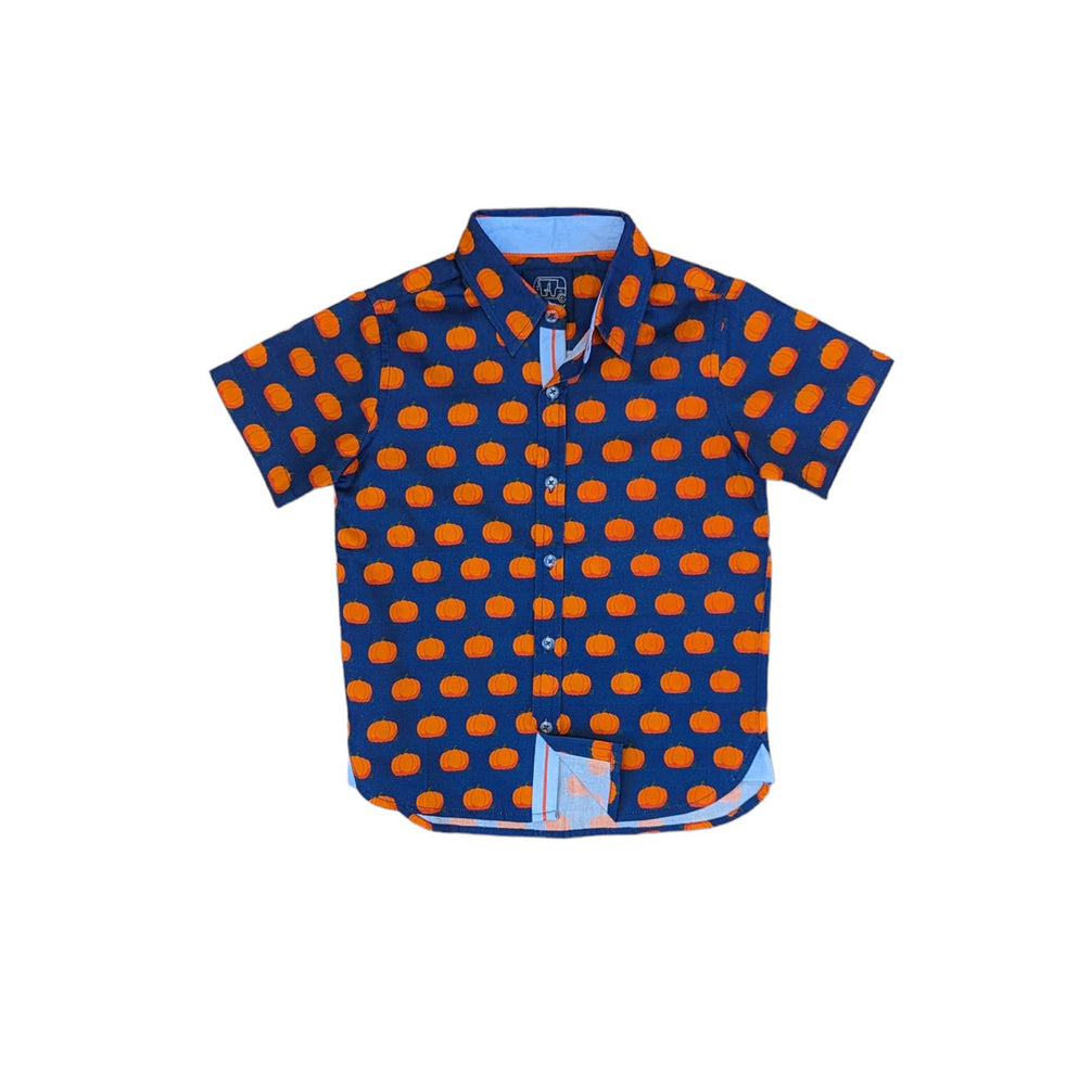 Pumpkin Patch Short Sleeve Shirt in Navy - Select Size