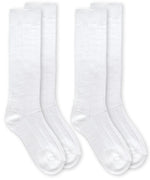 School Uniform Bamboo Knee High White Socks 2 Pair - Select Size