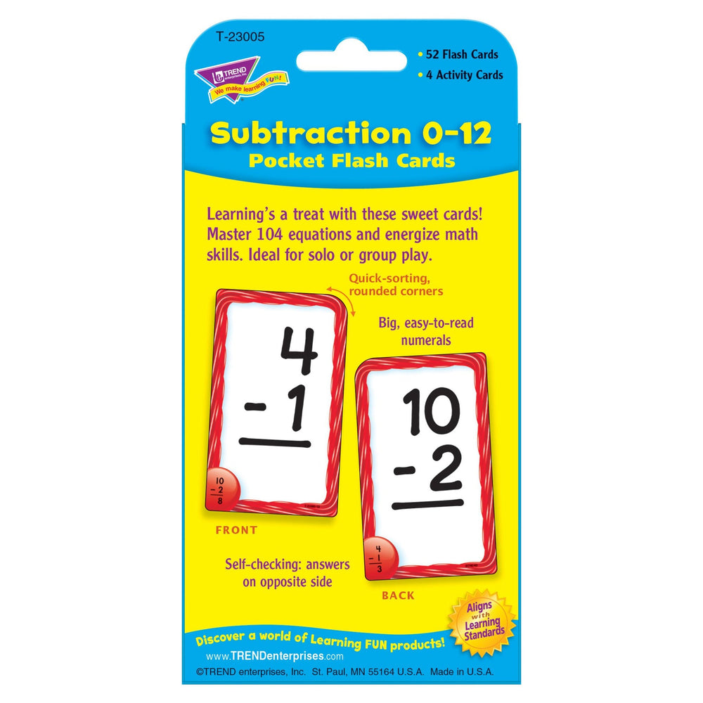 Subtraction 0-12 Pocket Flash Cards