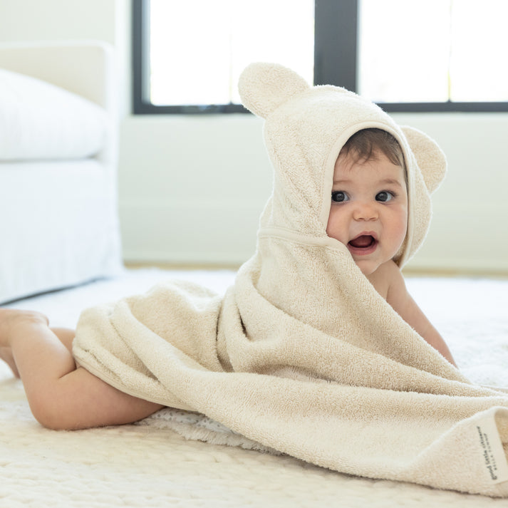 Linen  Hooded Towel + Wash Mitt Set