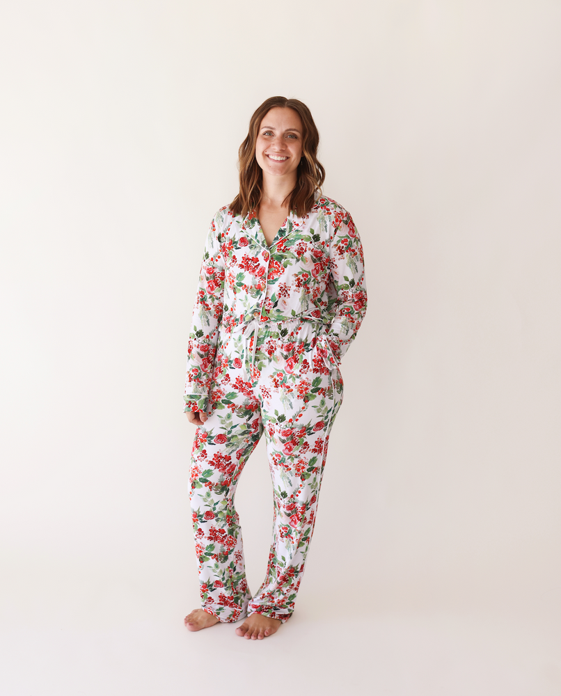 Beatrix - Women's Long Sleeve & Relaxed Long Pajama Pants - Posh Peanut - Select Size